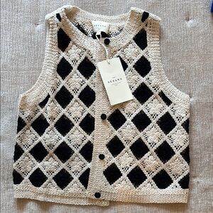 S Sezane Ron Top Black Ecru